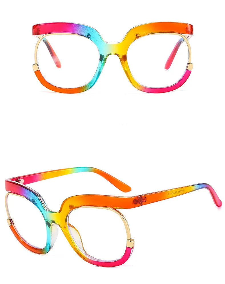 Rainbow Frame Anti Blue Light Clear Oversized Eyeglasses