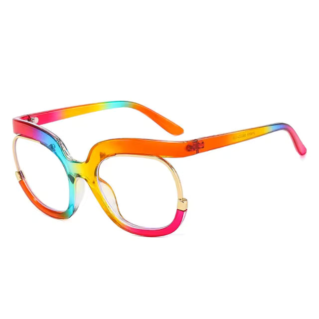 Rainbow Frame Anti Blue Light Clear Oversized Eyeglasses