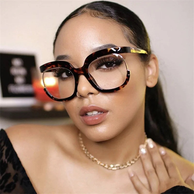 Rainbow Frame Anti Blue Light Clear Oversized Eyeglasses